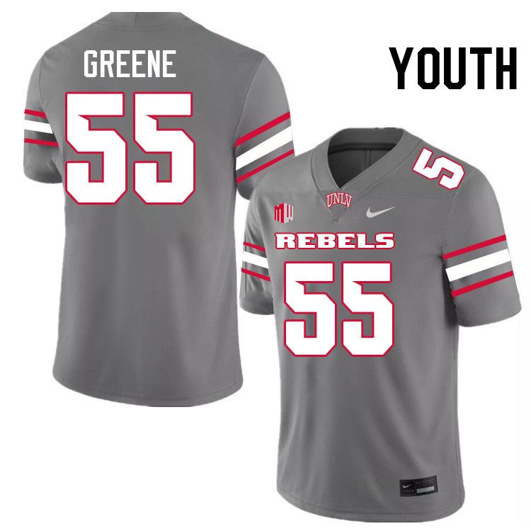 Youth #55 Matthew Greene UNLV Rebels College Football Jerseys Stitched-Grey